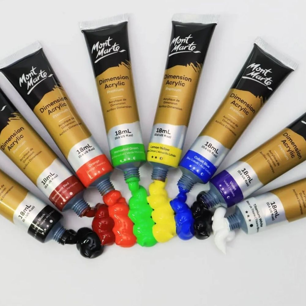 acrylic paint tubes of different colours