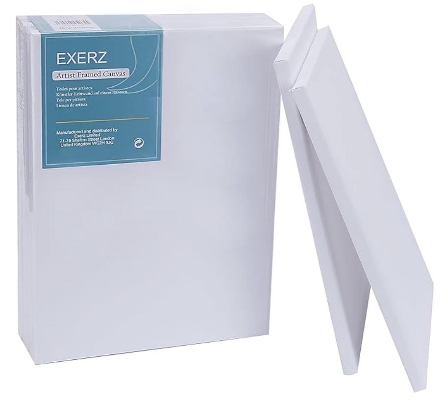 EXERZ 30x40 m Pre-stretched canvases 5 pieces, 1.8 cm thick, pre-stretched, 100% cotton, triple primed, without acid, medium grain